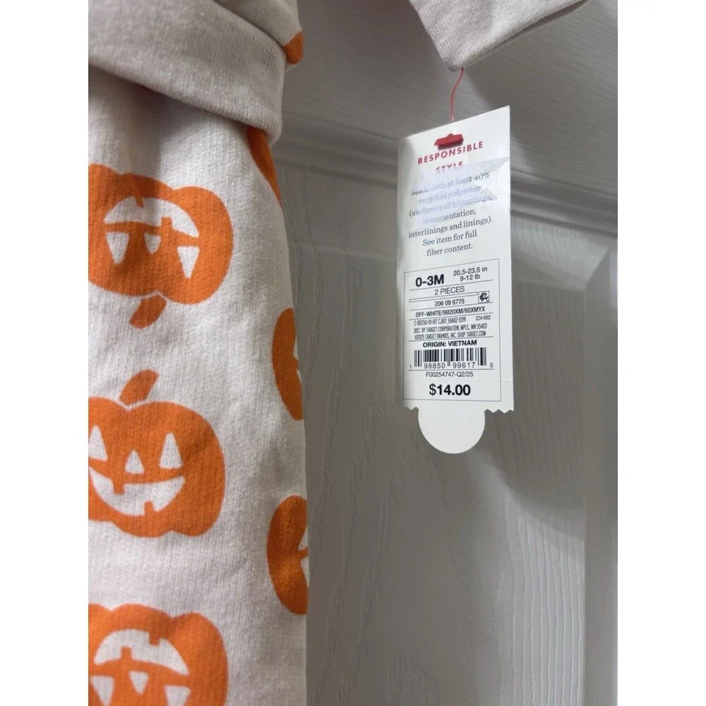 Cat & Jack Baby Halloween Pumpkin Outfit Set 0-3M NWT 2 Pc Unisex Fall